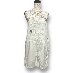 Vintage Walt Disney World M Mickey Embroidered Cream Overalls 90s Y2K Festival